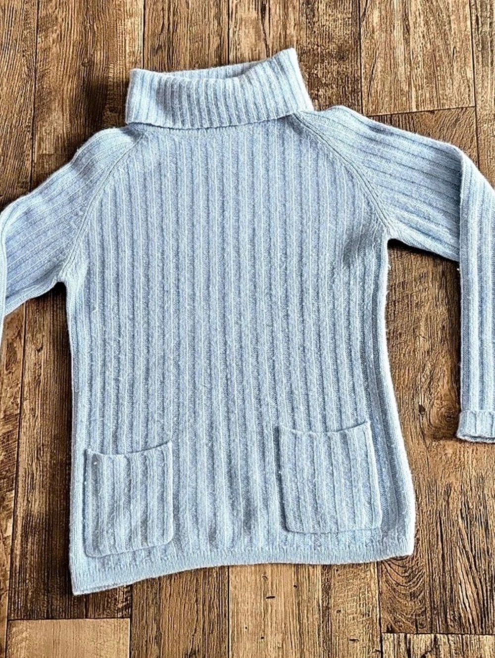 Ribbed Turtleneck Sweater in Blue